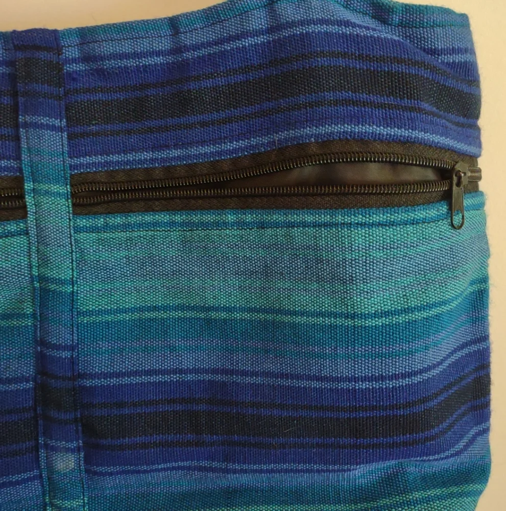 Vibrant Guatemalan Worry Doll Zipper Purse Handbag 9"h X 15"W x  2 1/2"d - Picture 3 of 10